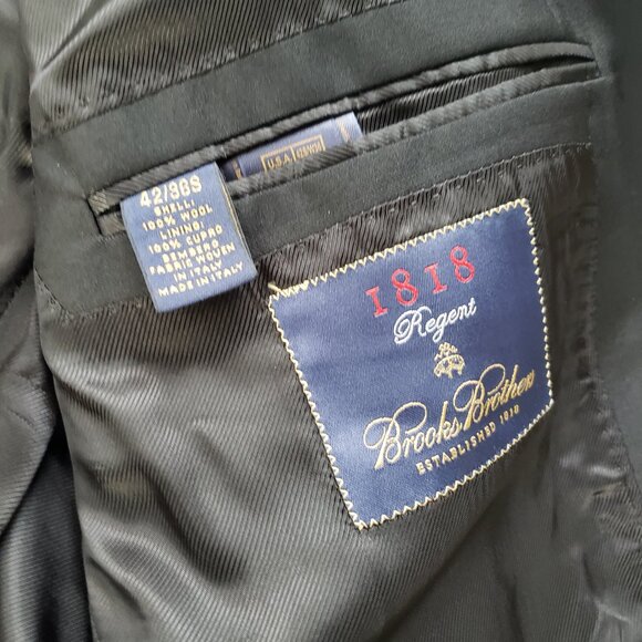 Brooks Brothers 1818 Regent Black Wool Suit Estrato 42/36 S - Picture 5 of 16